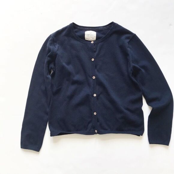 Zara navy blue light knit cardigan EUC 9/10Y - Picture 1 of 4